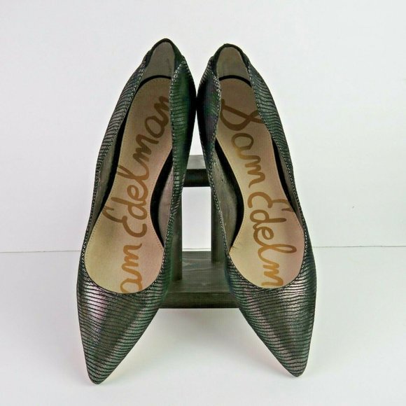 Sam Edelman ZOLA Women's Leather Metallic Pointed Toe Pump Heels Sz 8.5 LOOK! - Picture 5 of 7